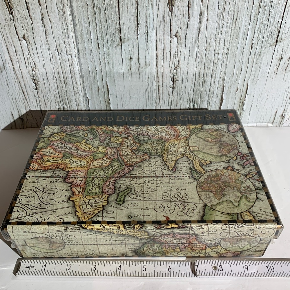Vintage Map Card and Dice Games Gift Set New Sealed